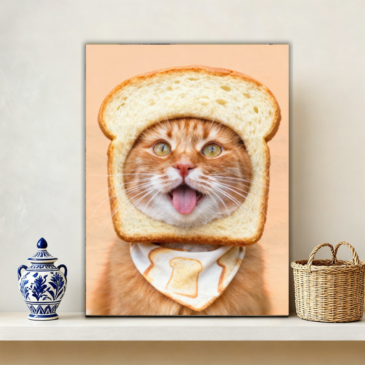 Funny 'Purebred' Pet Portrait, Custom Bread Face Art Gift