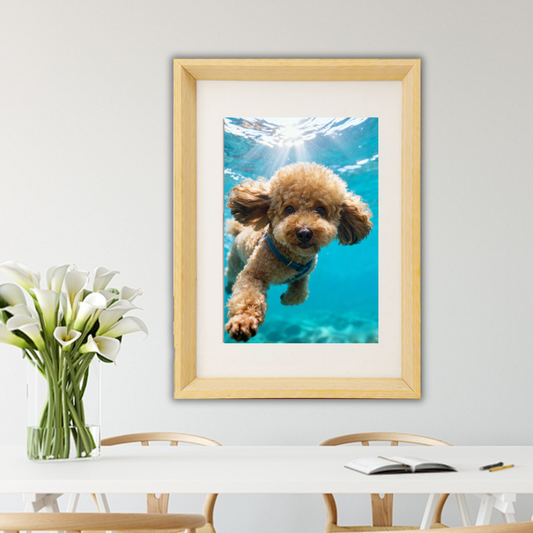 Underwater Explorer Pet Portrait, Custom Vibrant Art Gift