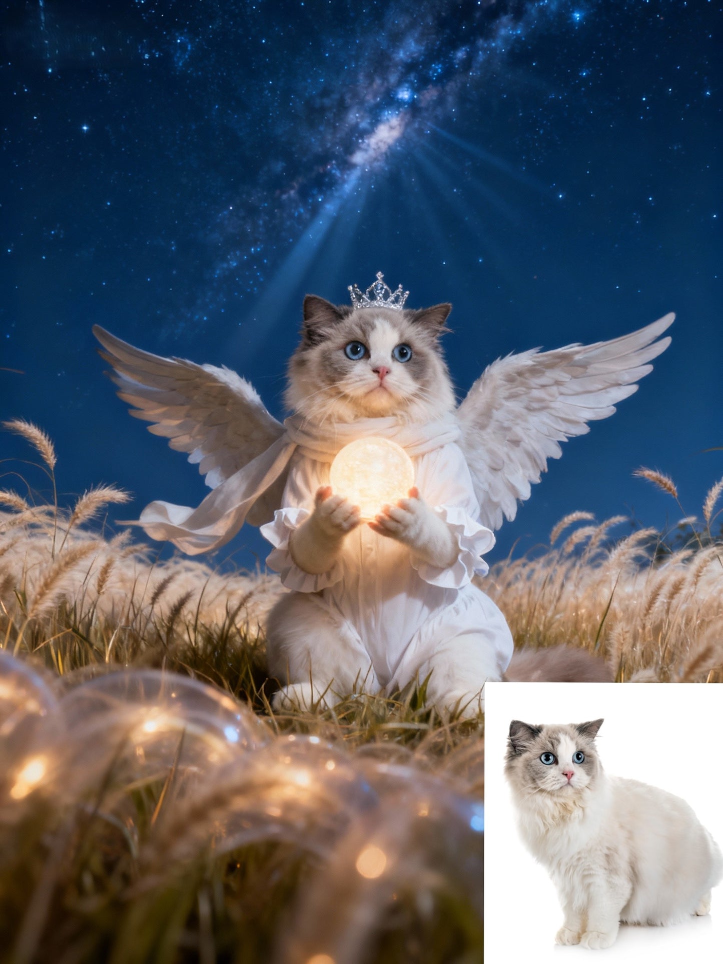 Guardian Angel Pet Portrait, Custom Celestial Memorial Art