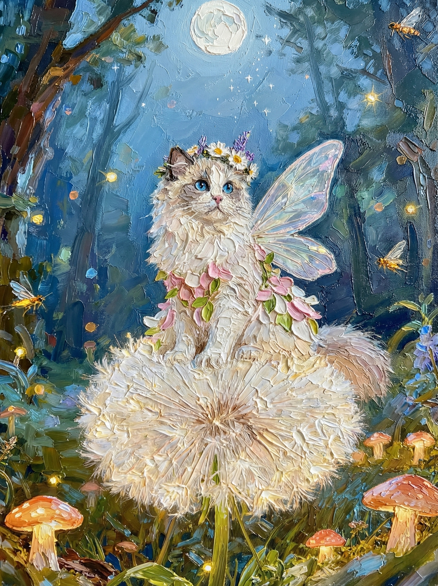 The Dandelion Fairy in Moonlight