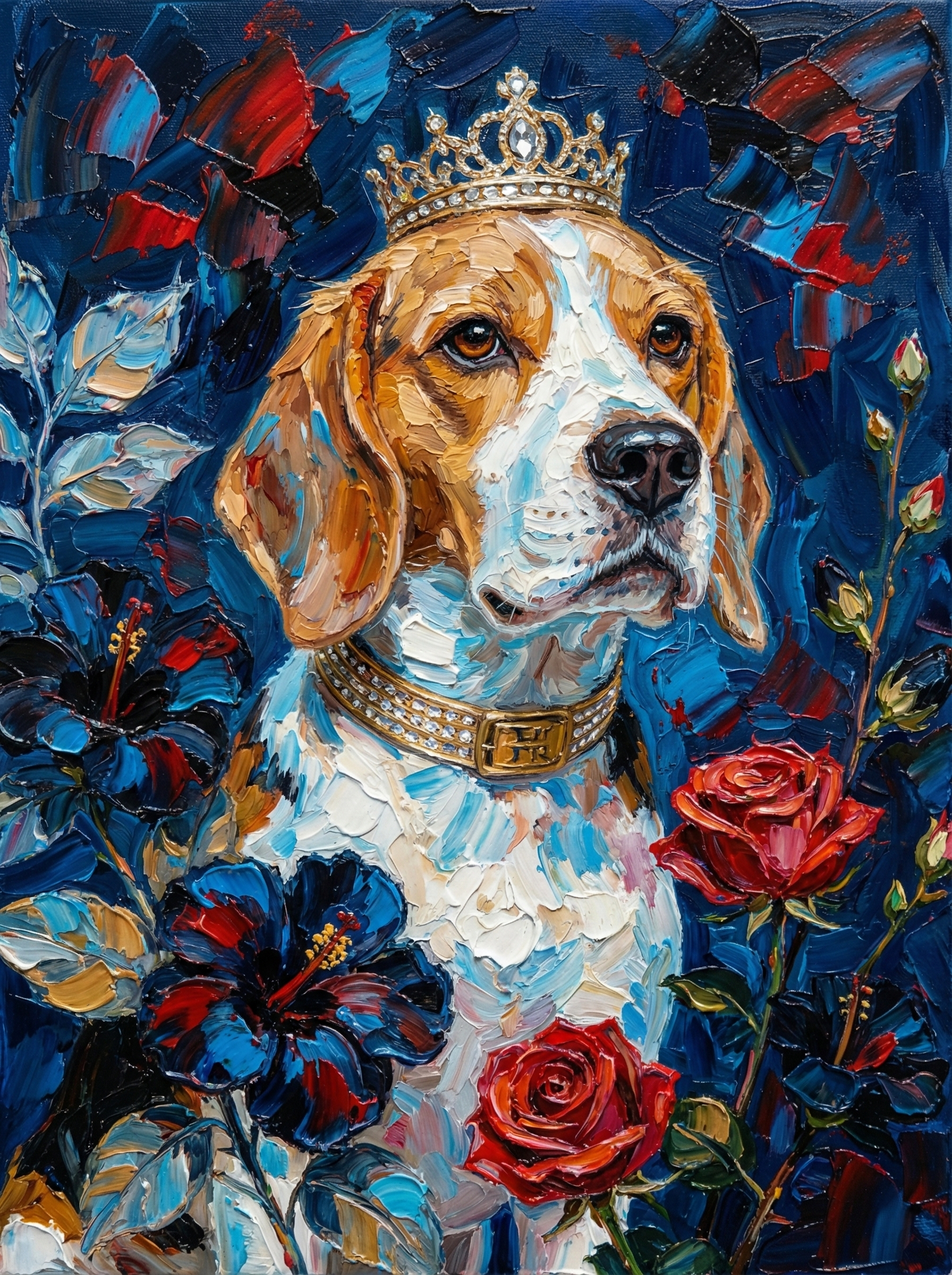 Royal Pet Portrait - Custom King & Queen Dog Art with Crown