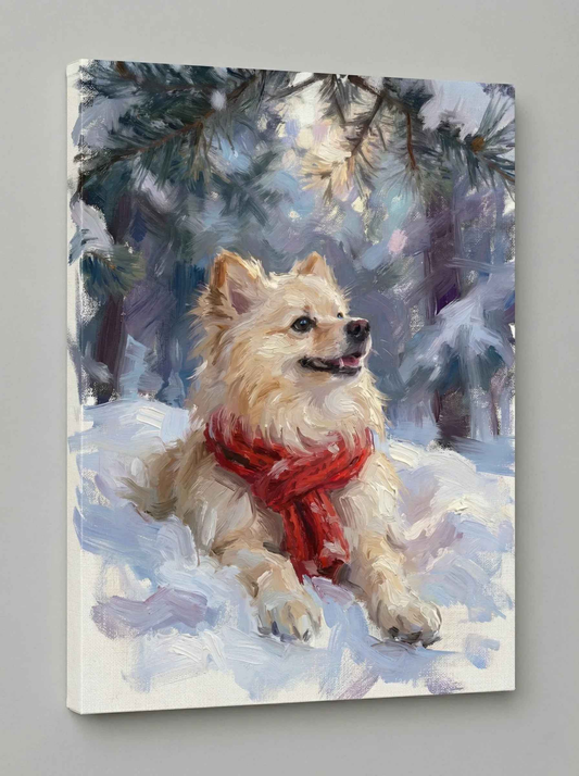 The Red Scarf in Winter Woods