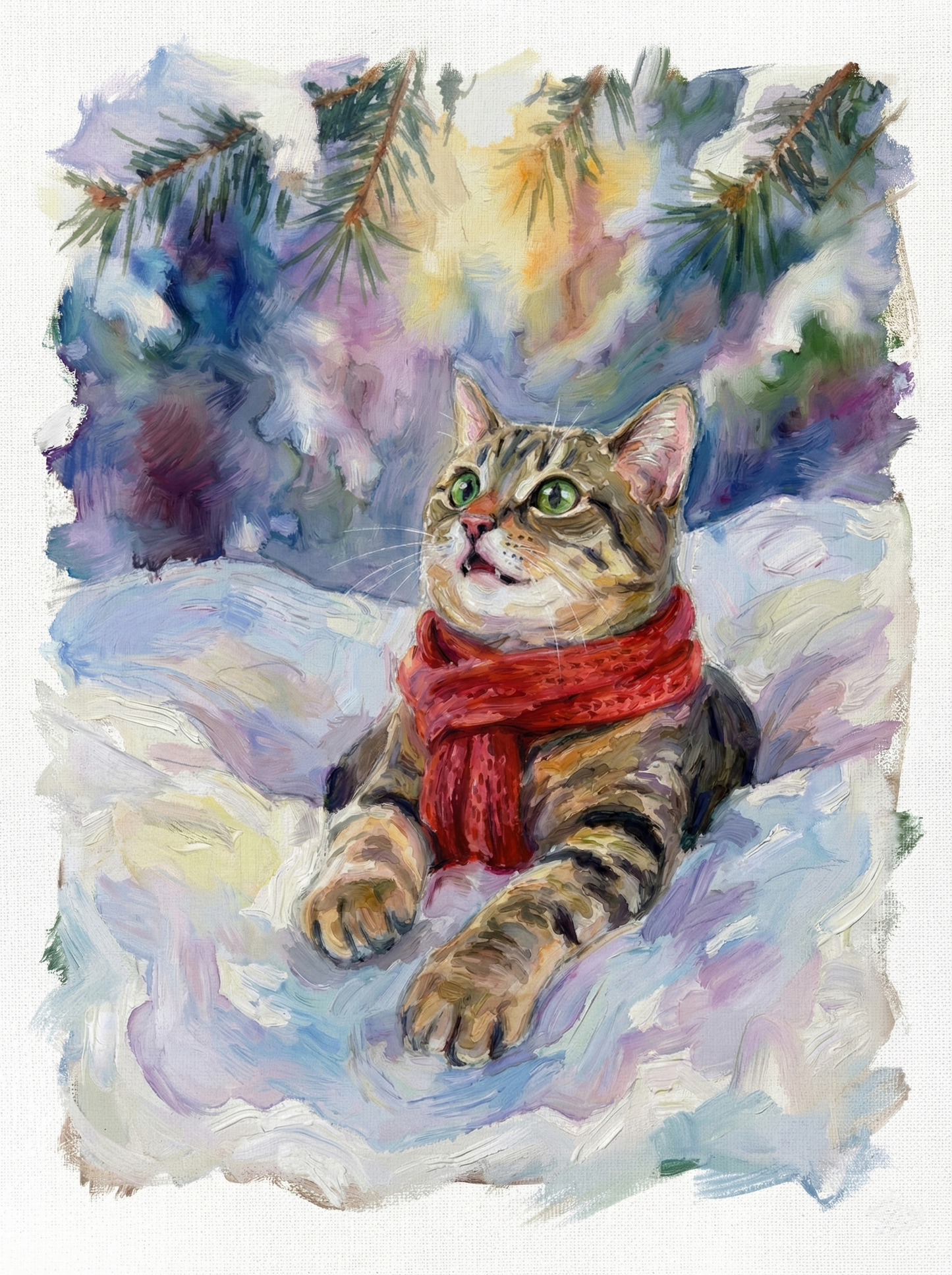 The Red Scarf in Winter Woods