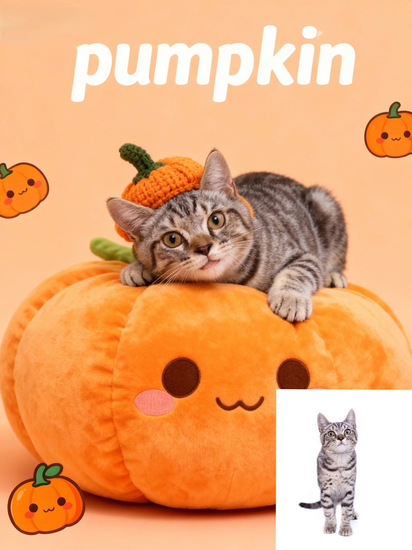 The Cutest Pumpkin Pet Portrait, Custom Halloween Art Gift