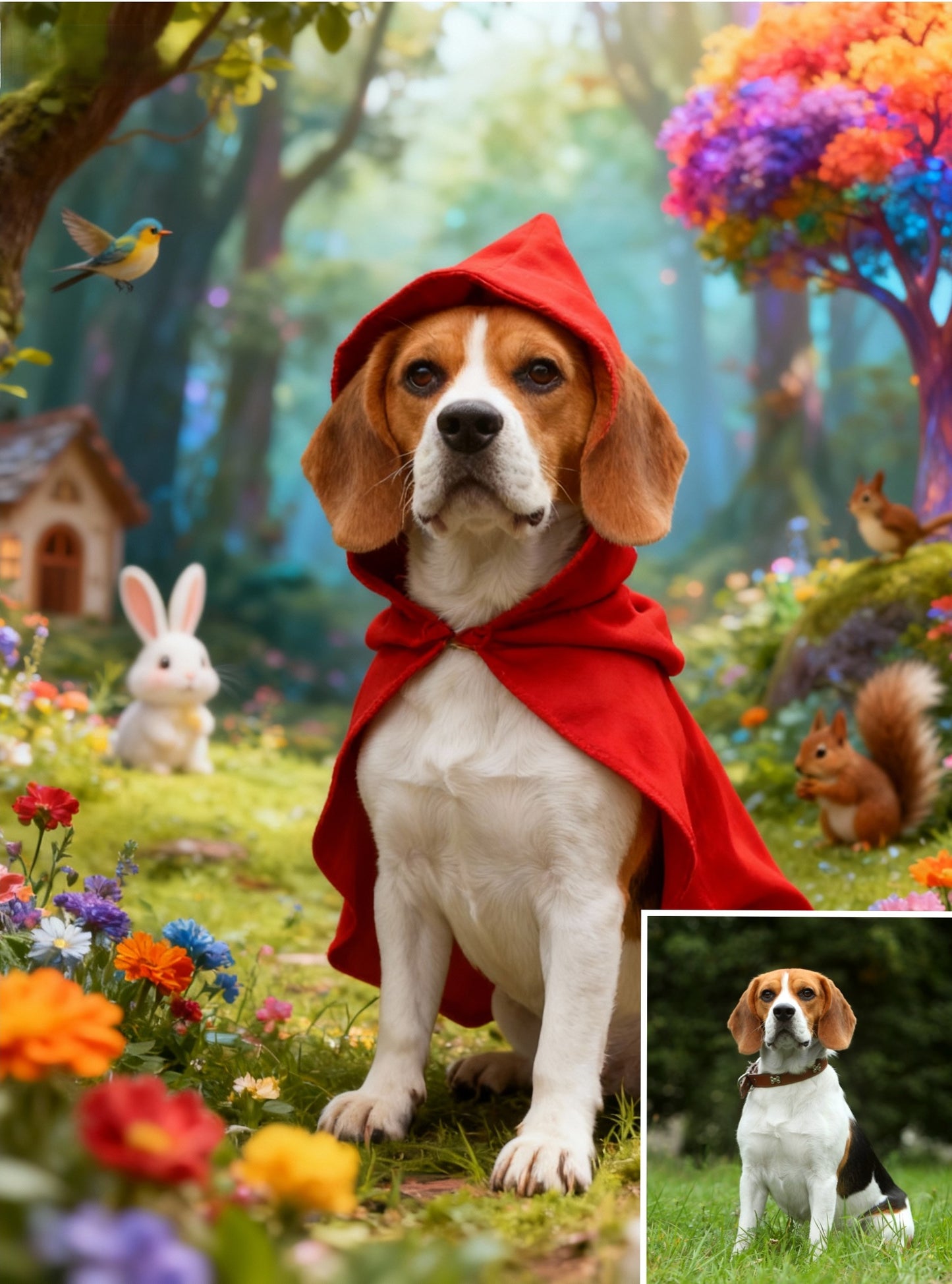 Storybook Adventure Pet Portrait, Custom Whimsical Art Gift