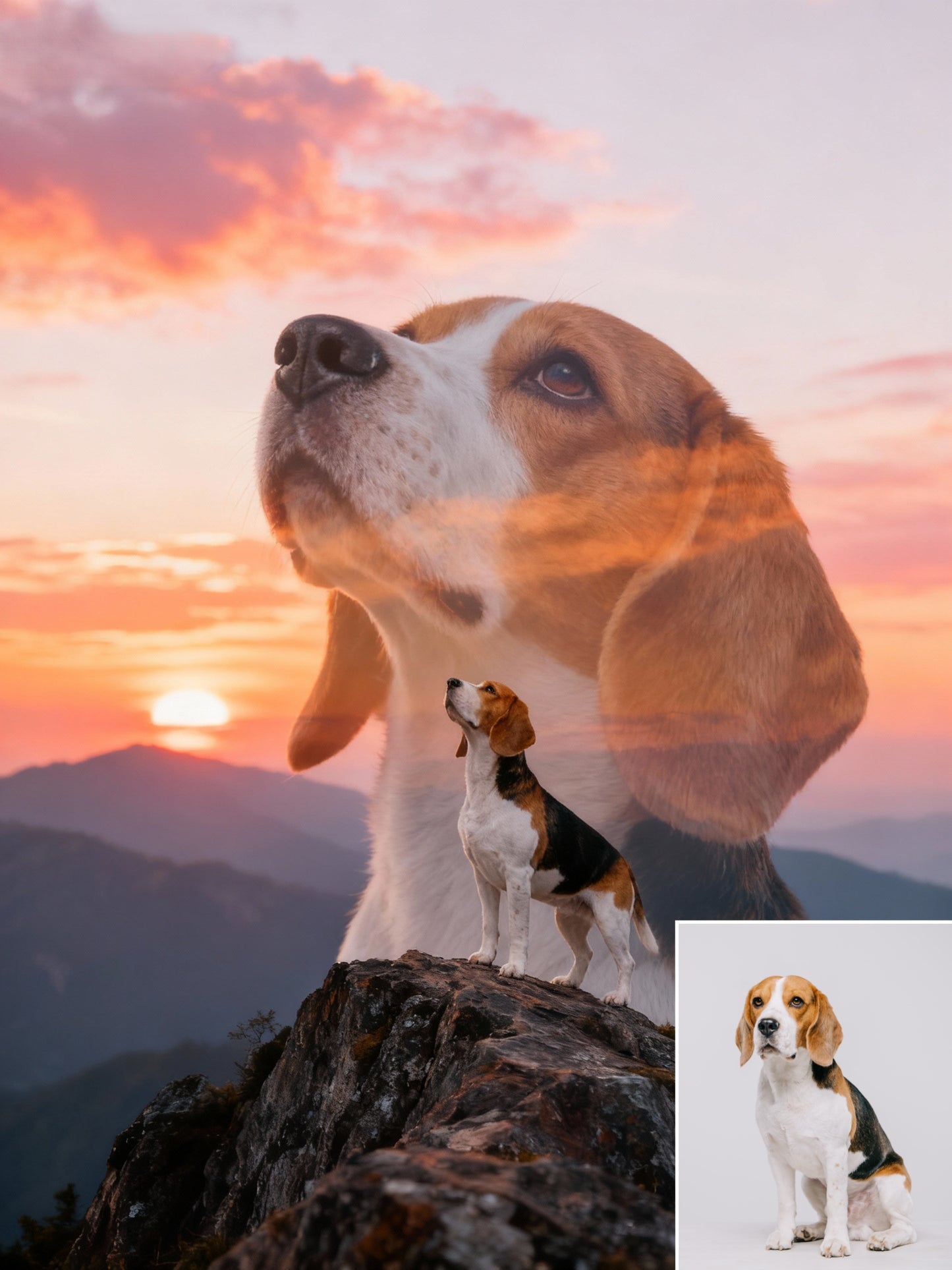 Apex Spirit Pet Portrait | Custom Double Exposure Mountain Art | Epic Pet Guardian Canvas