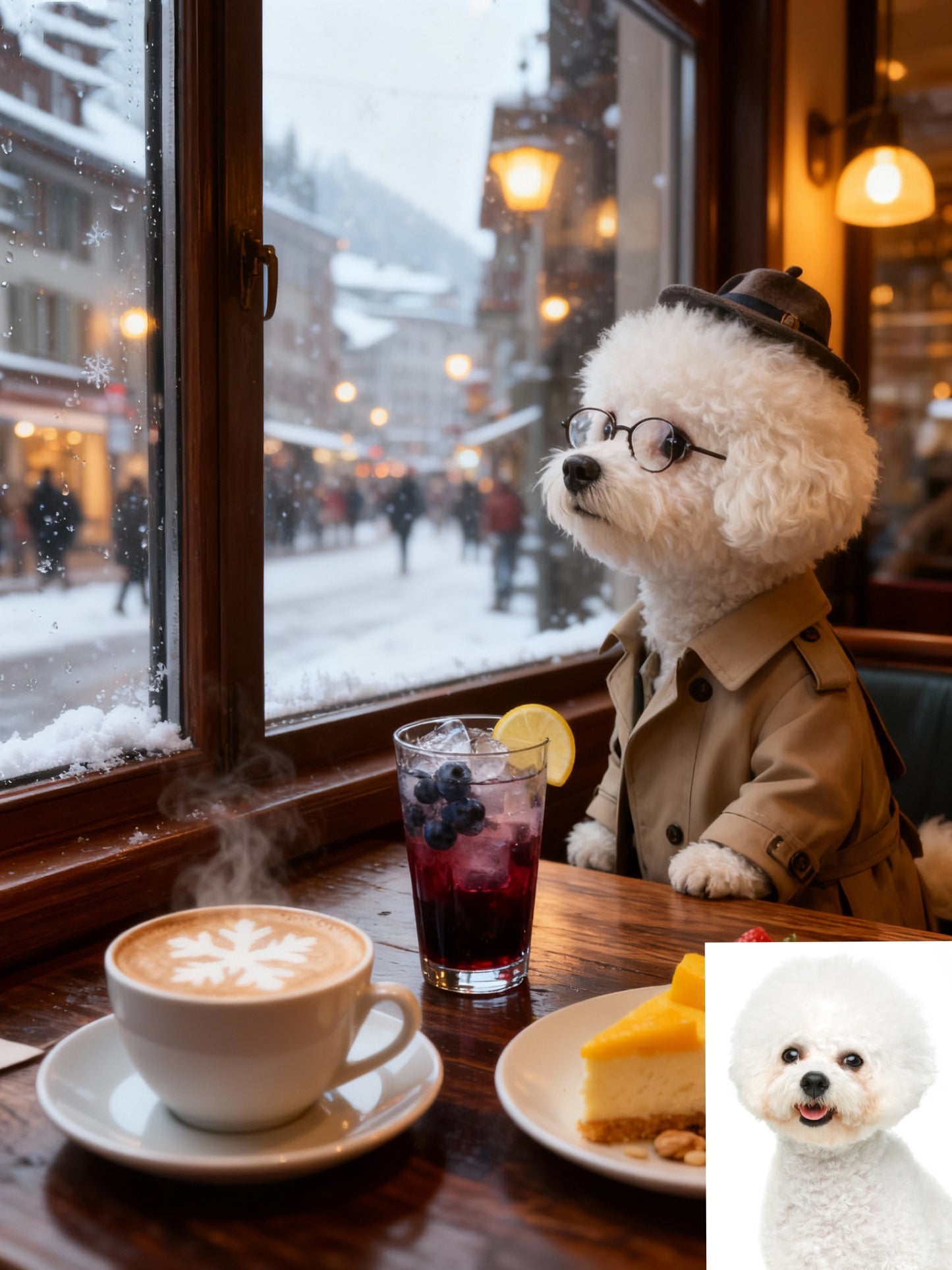 The Café Observer Pet Portrait, Custom Cozy & Sophisticated Art
