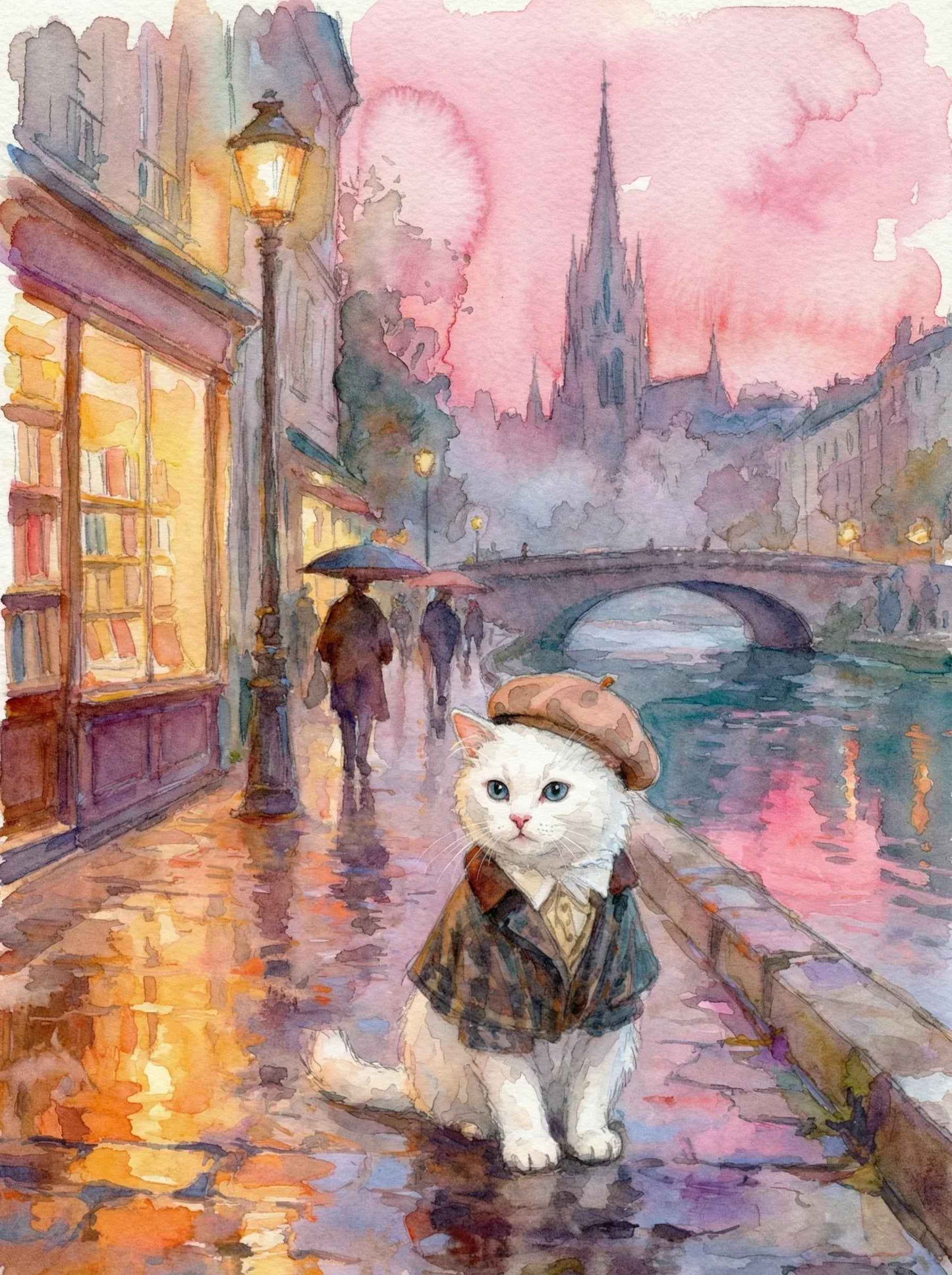 The Parisian Dreamer on a Rainy Street