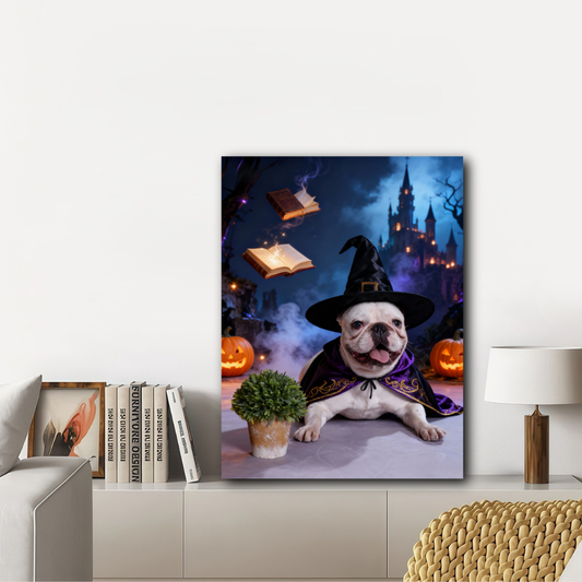 Enchanted Halloween Pet Portrait, Custom Witch & Wizard Art Gift