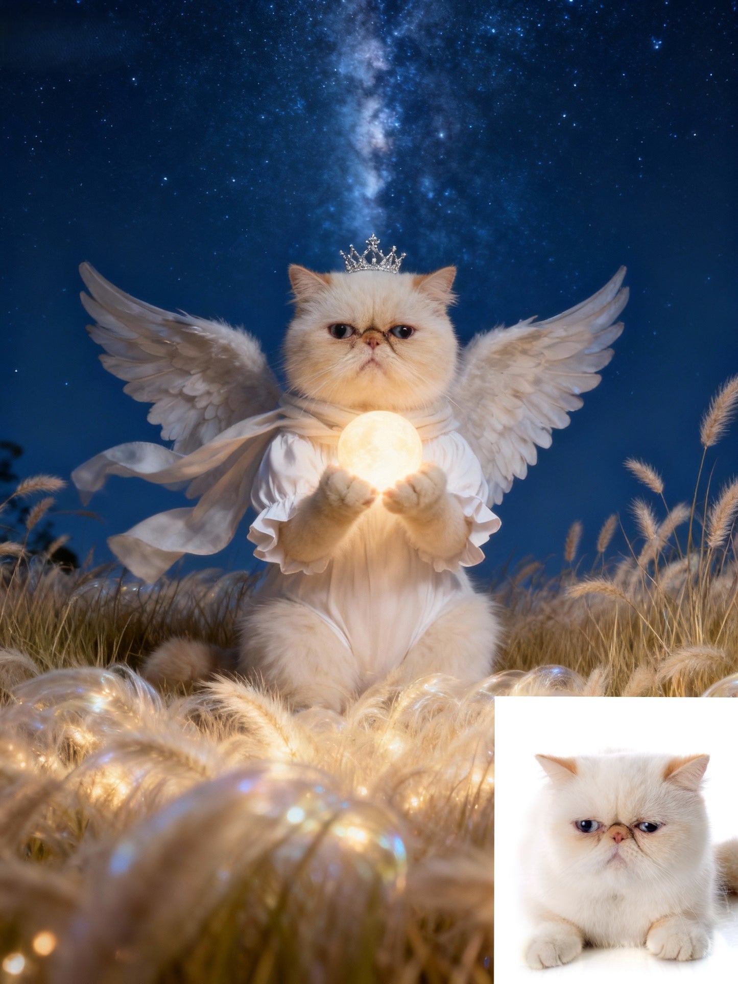 Guardian Angel Pet Portrait, Custom Celestial Memorial Art