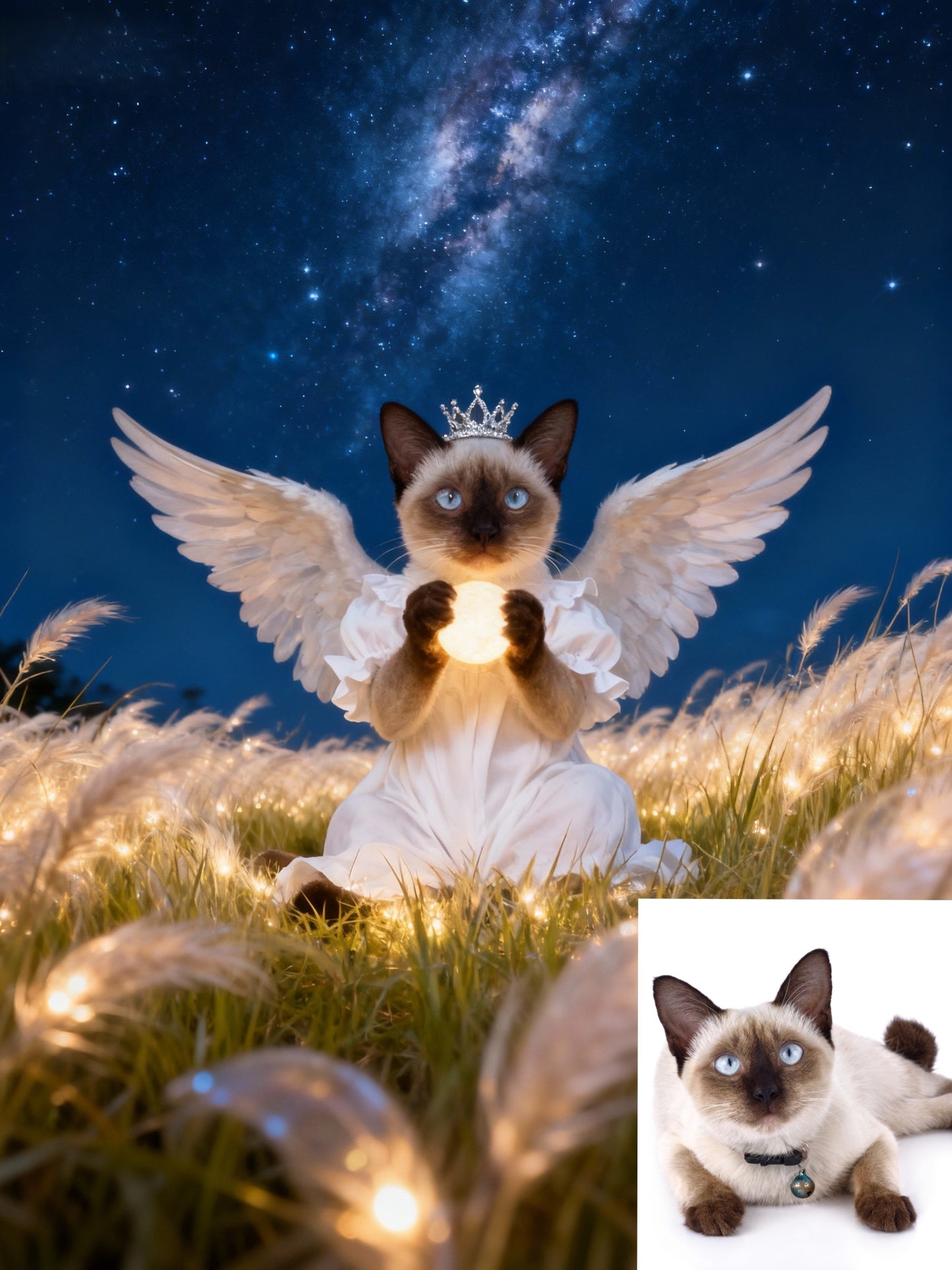 Guardian Angel Pet Portrait, Custom Celestial Memorial Art