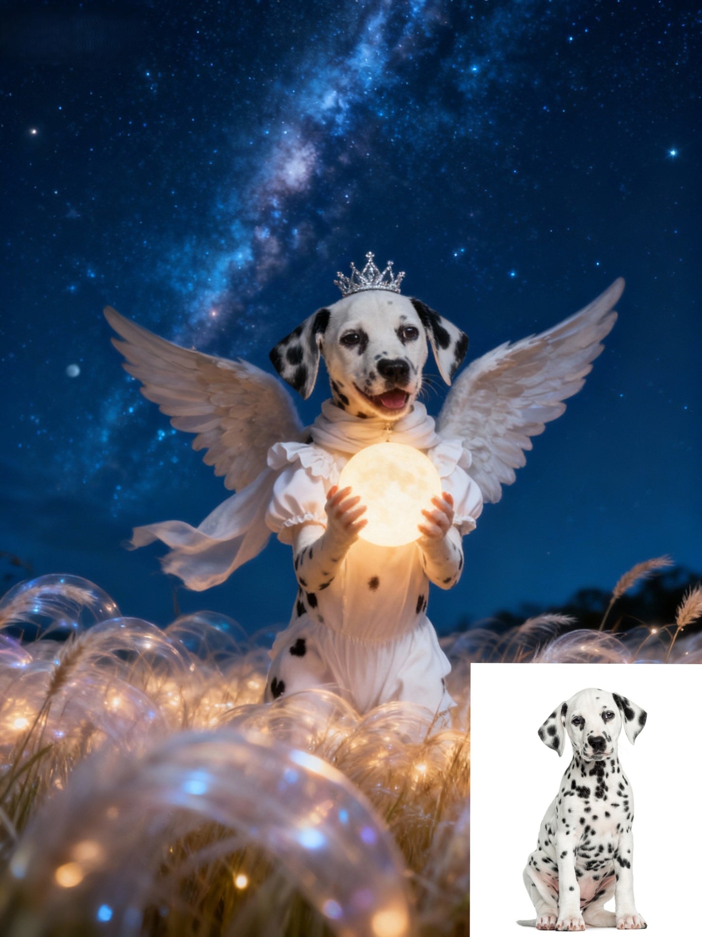 Guardian Angel Pet Portrait, Custom Celestial Memorial Art