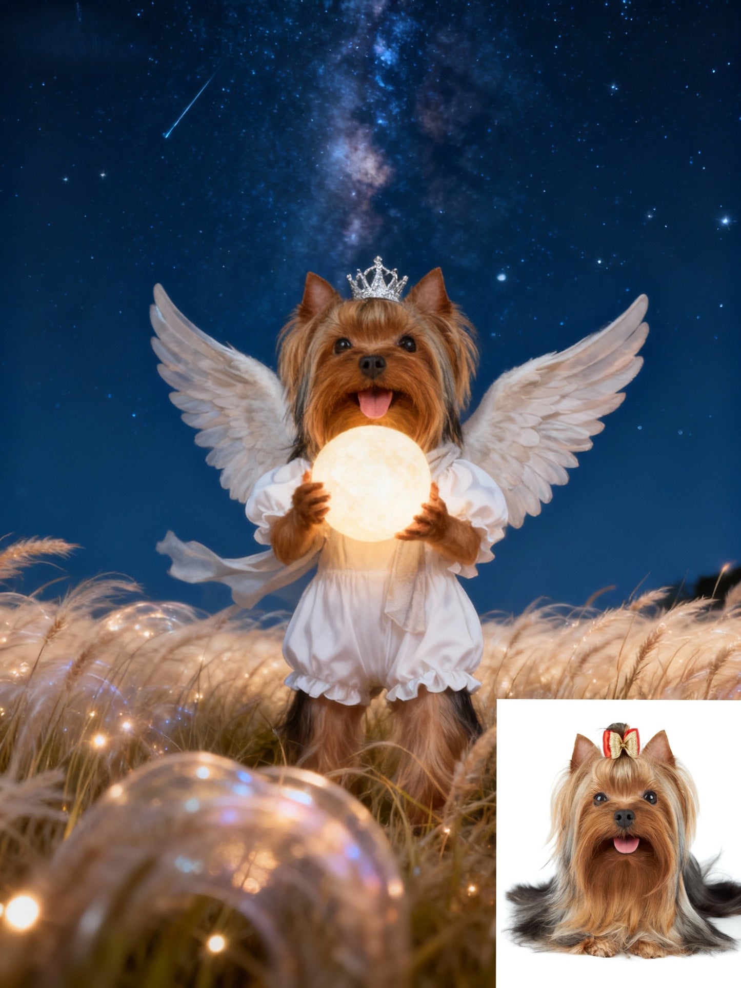 Guardian Angel Pet Portrait, Custom Celestial Memorial Art