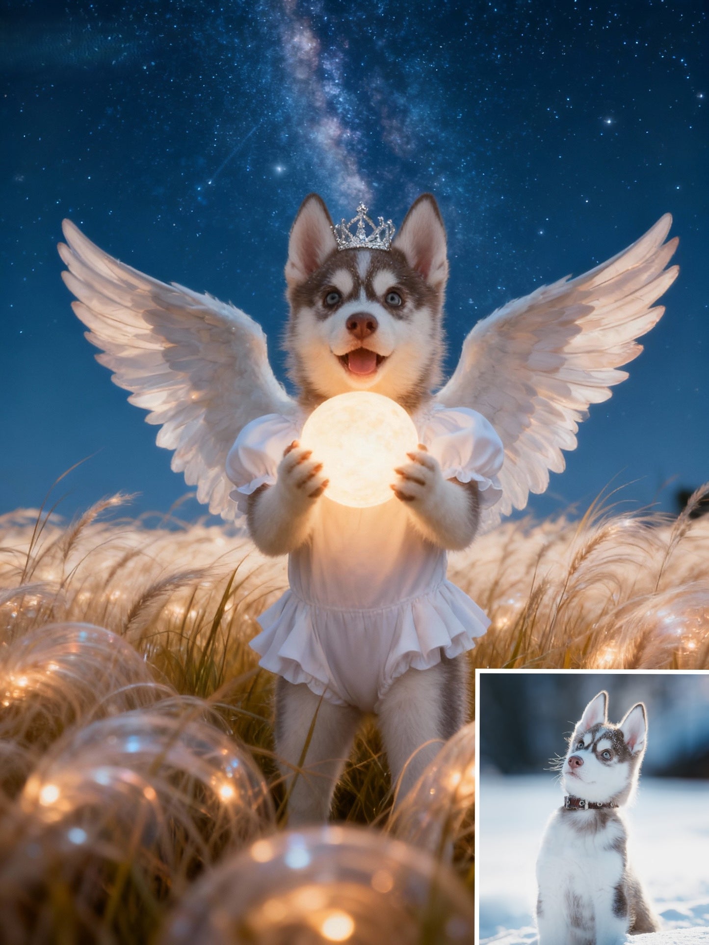 Guardian Angel Pet Portrait, Custom Celestial Memorial Art