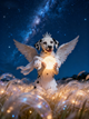 Guardian Angel Pet Portrait, Custom Celestial Memorial Art