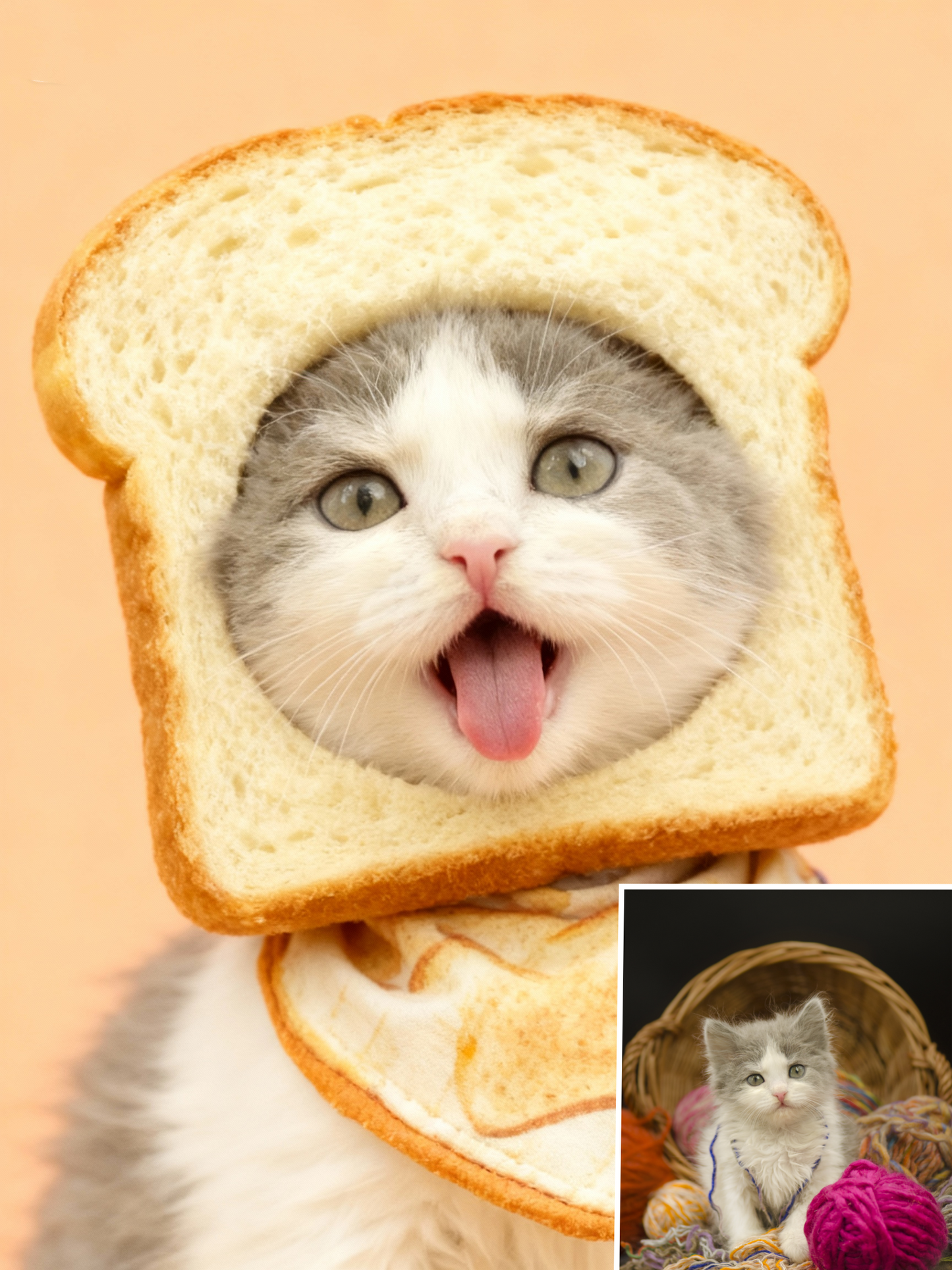 Funny 'Purebred' Pet Portrait, Custom Bread Face Art Gift