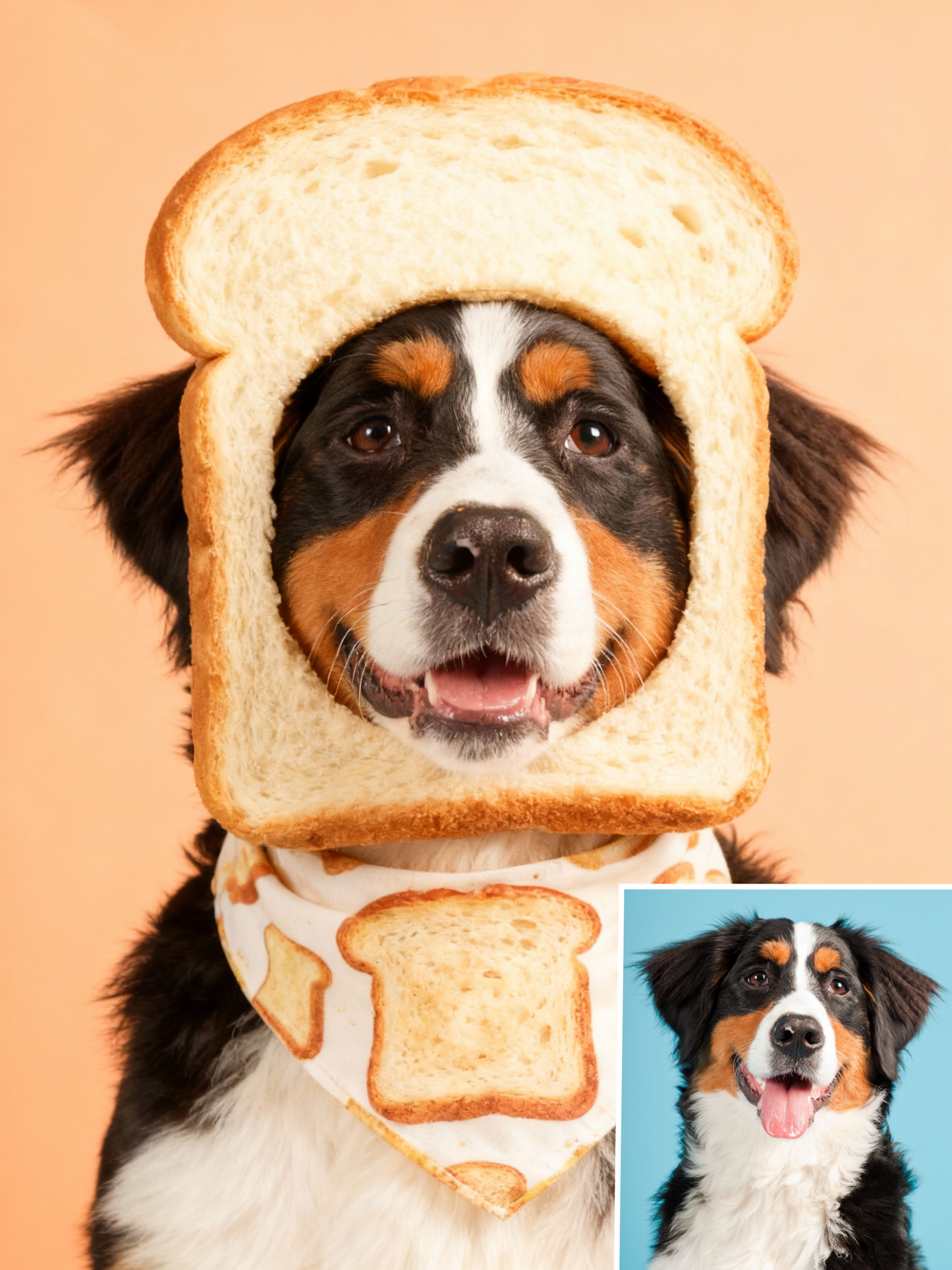 Funny 'Purebred' Pet Portrait, Custom Bread Face Art Gift