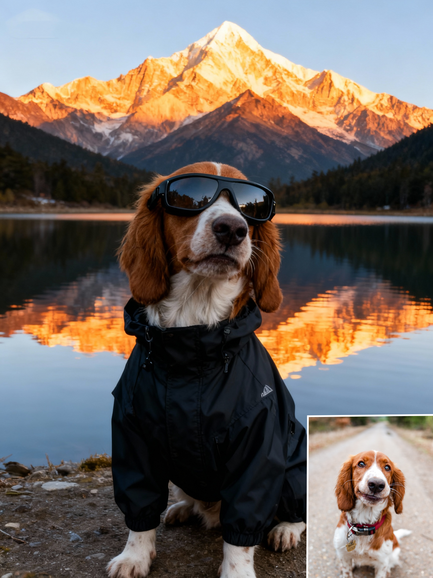 Epic Explorer Custom Pet Portrait, Trailblazer Dog & Cat Adventure Art in Majestic Scenery