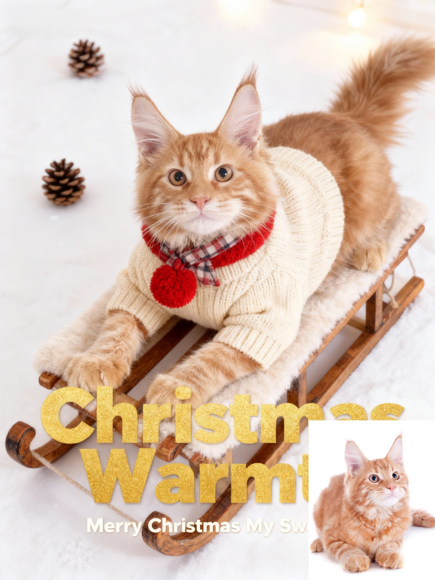 Christmas Warmth Pet Portrait, Custom Cozy Holiday Gift