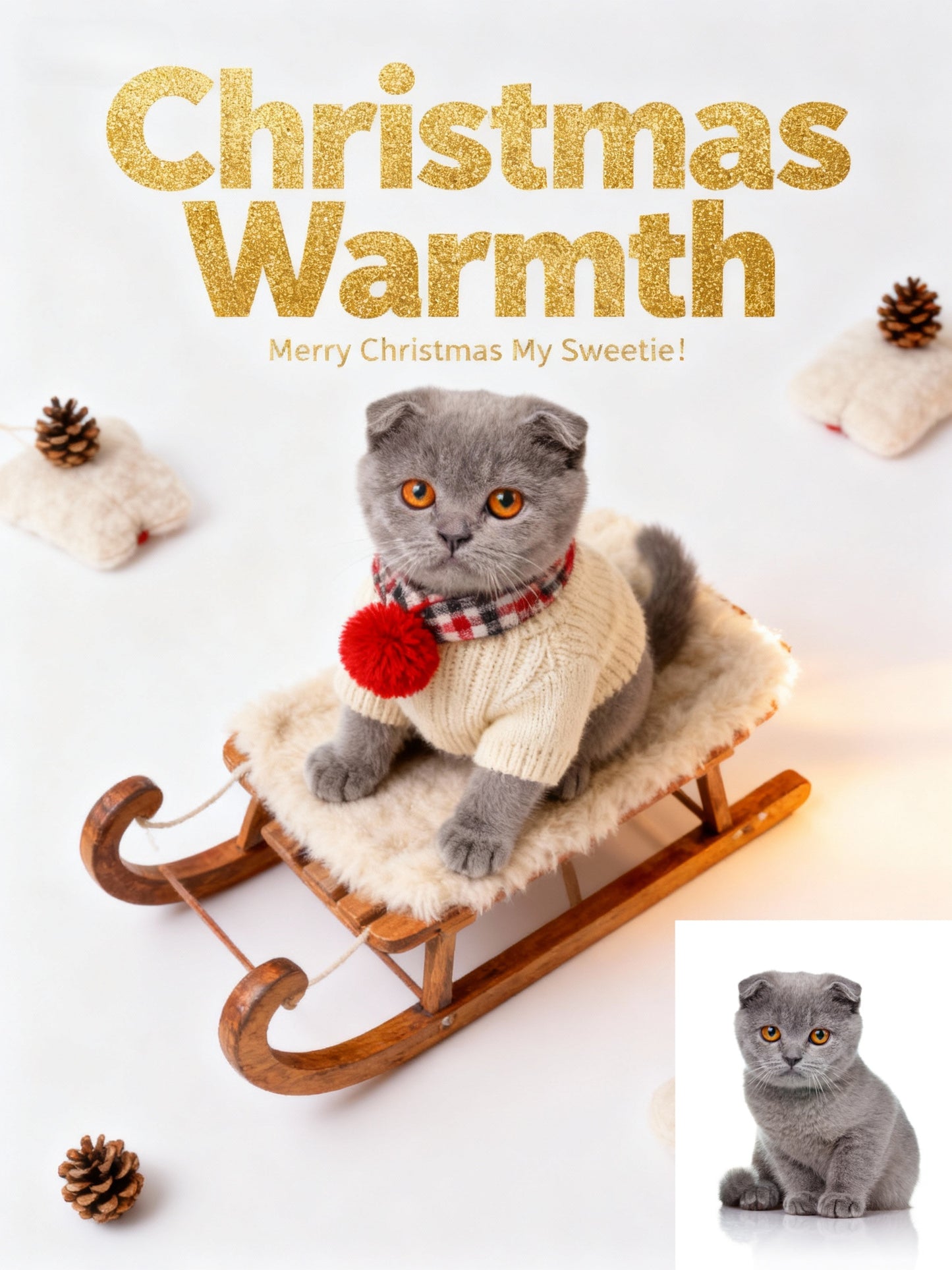 Christmas Warmth Pet Portrait, Custom Cozy Holiday Gift