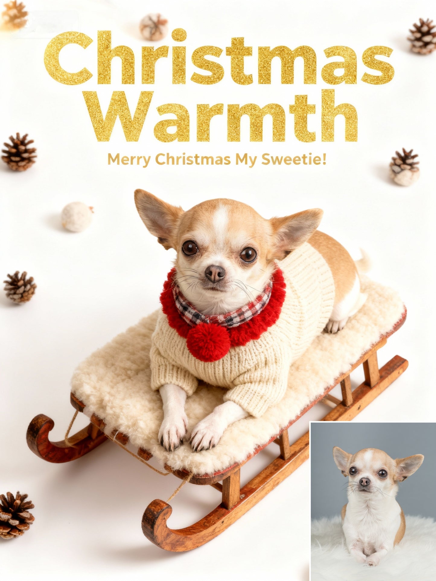 Christmas Warmth Pet Portrait, Custom Cozy Holiday Gift