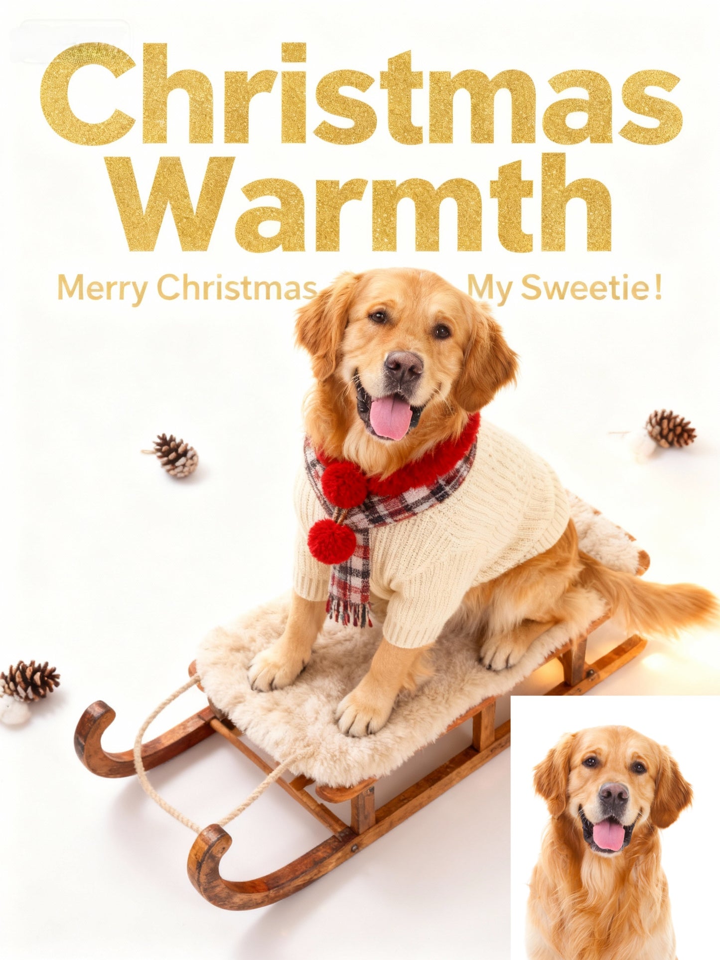Christmas Warmth Pet Portrait, Custom Cozy Holiday Gift
