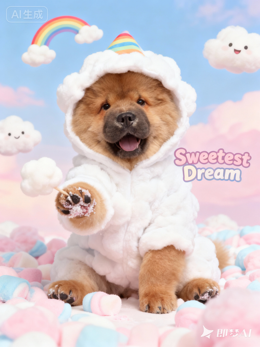 Sweetest Dream Pet Portrait, Custom Whimsical Art Gift