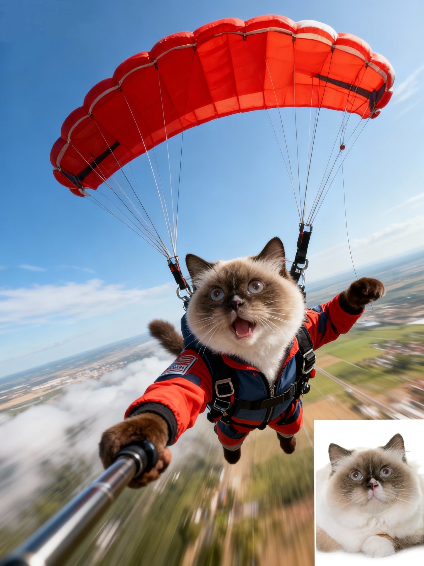 The Adventurer Pet Portrait, Custom Action-Packed Skydiver Art