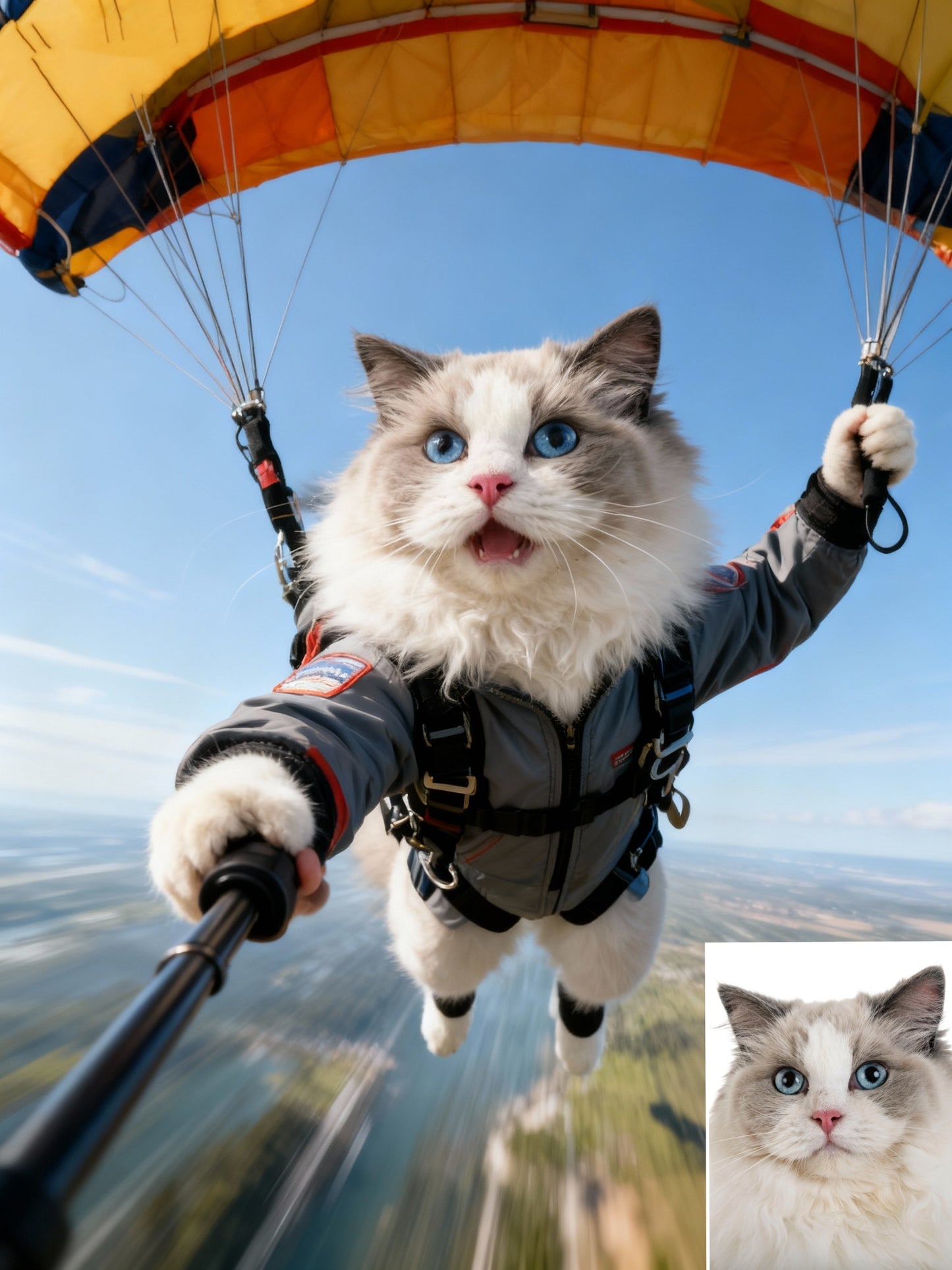 The Adventurer Pet Portrait, Custom Action-Packed Skydiver Art