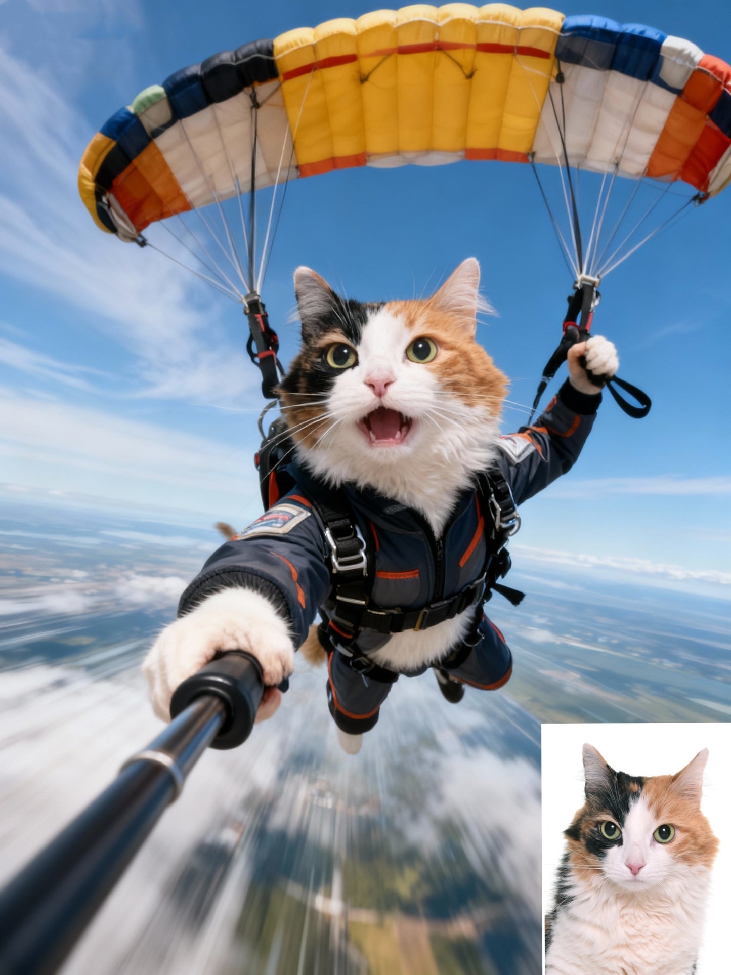 The Adventurer Pet Portrait, Custom Action-Packed Skydiver Art