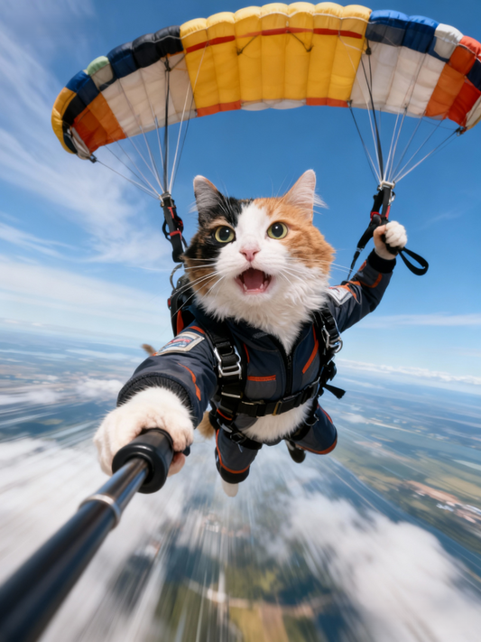 The Adventurer Pet Portrait, Custom Action-Packed Skydiver Art