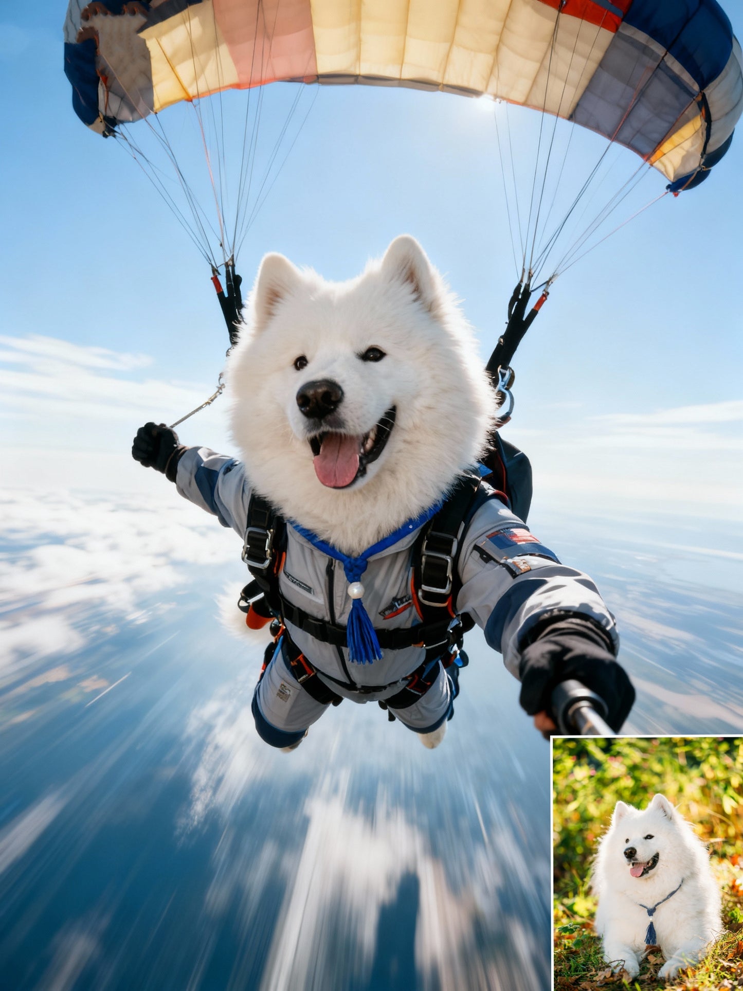 The Adventurer Pet Portrait, Custom Action-Packed Skydiver Art