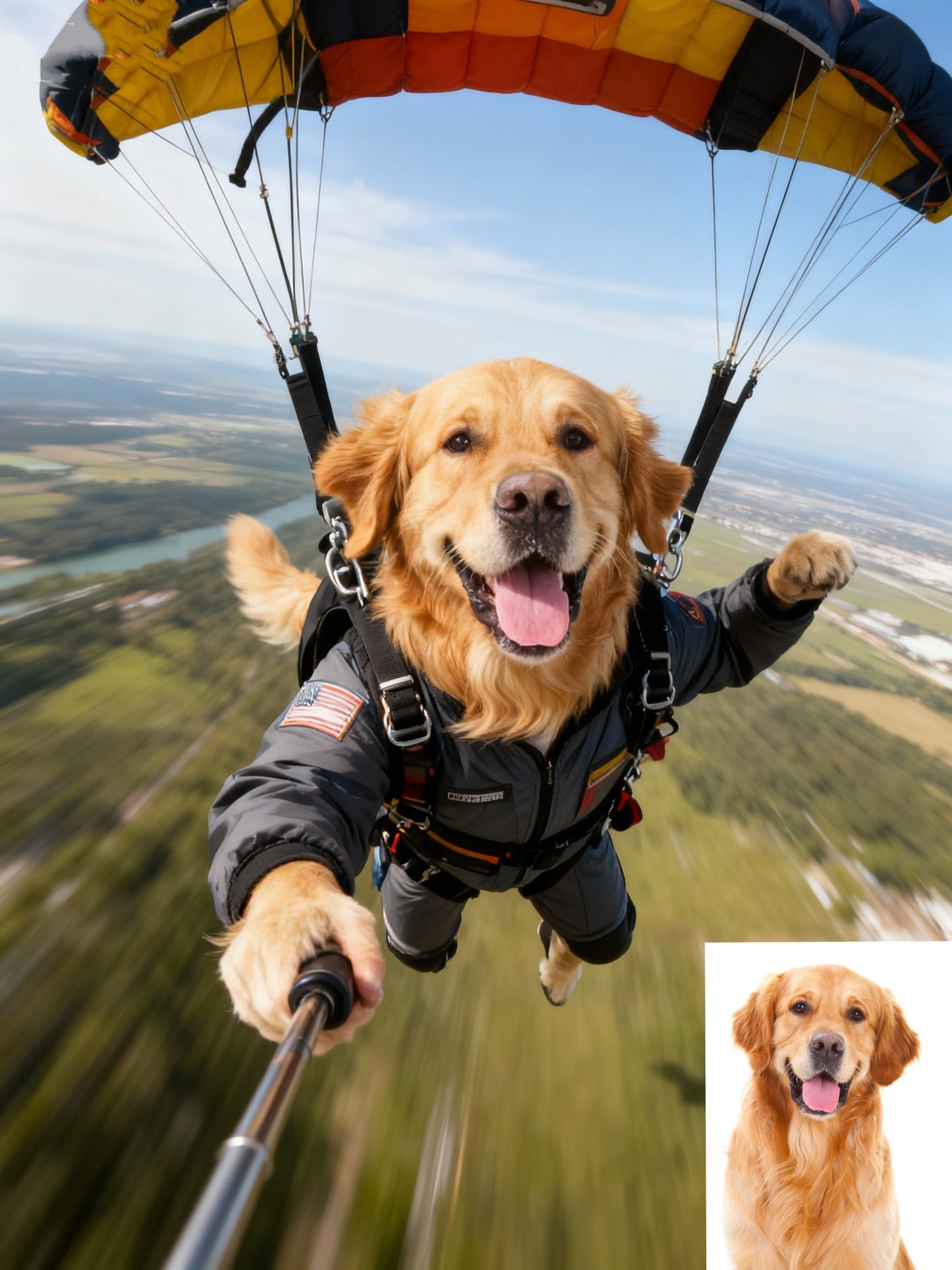 The Adventurer Pet Portrait, Custom Action-Packed Skydiver Art