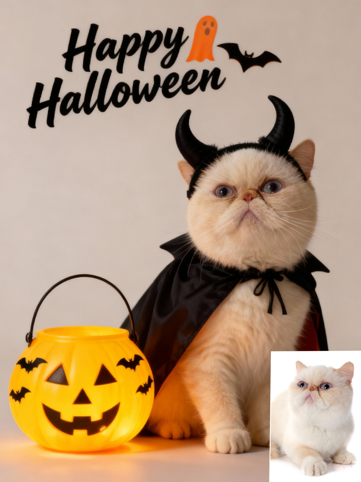 The Little Devil Pet Portrait, Custom Modern Halloween Art