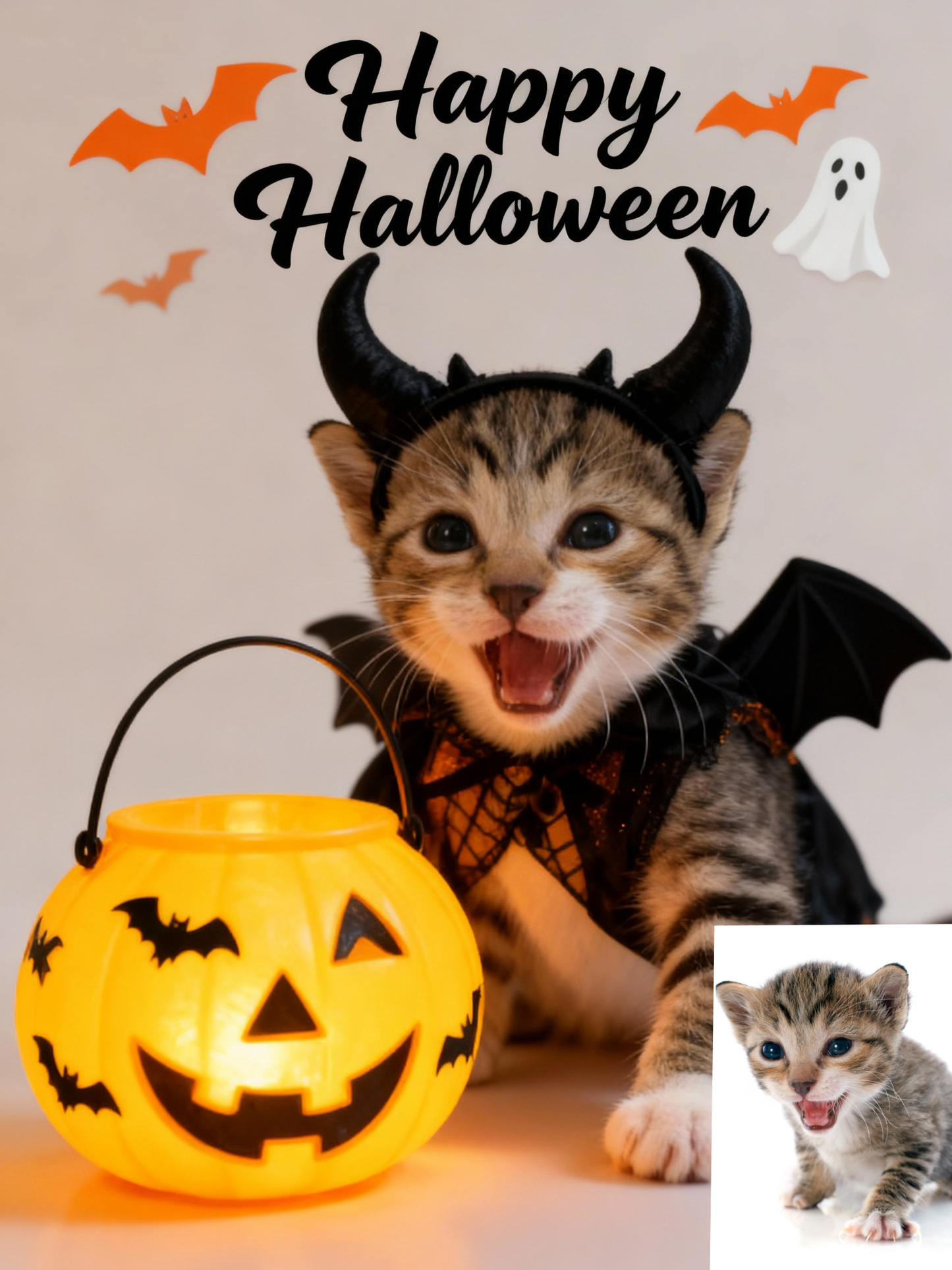 The Little Devil Pet Portrait, Custom Modern Halloween Art