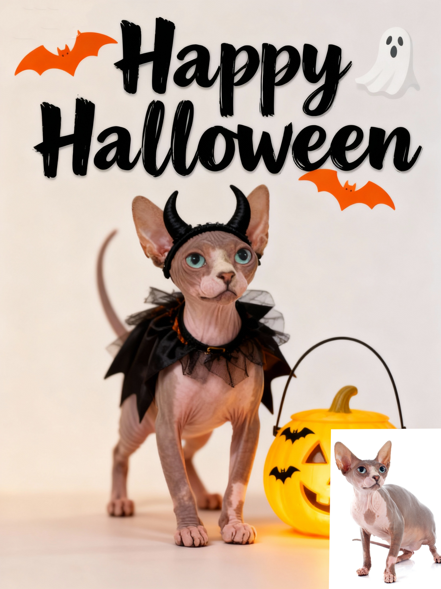 The Little Devil Pet Portrait, Custom Modern Halloween Art