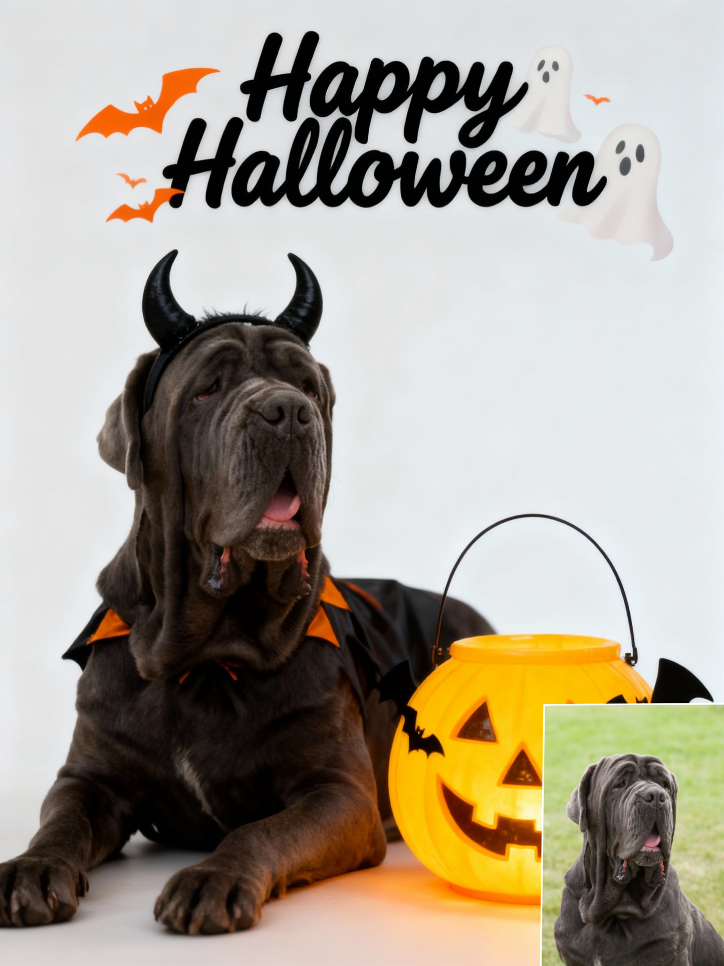 The Little Devil Pet Portrait, Custom Modern Halloween Art