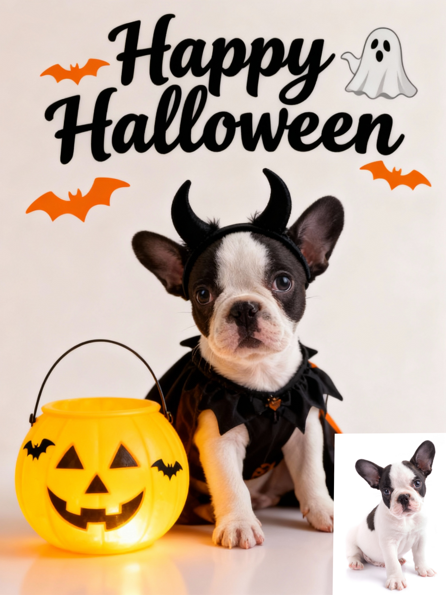 The Little Devil Pet Portrait, Custom Modern Halloween Art