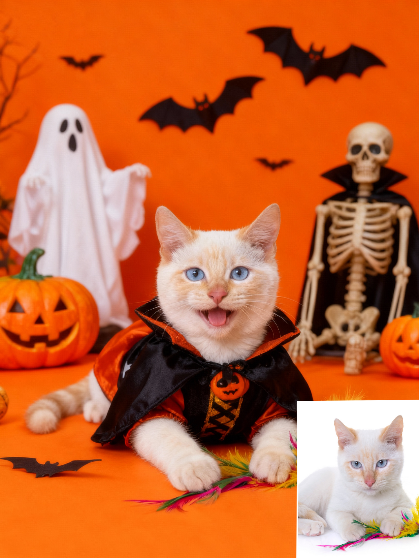 The Spooky Party Pet Portrait, Custom Vibrant Halloween Art