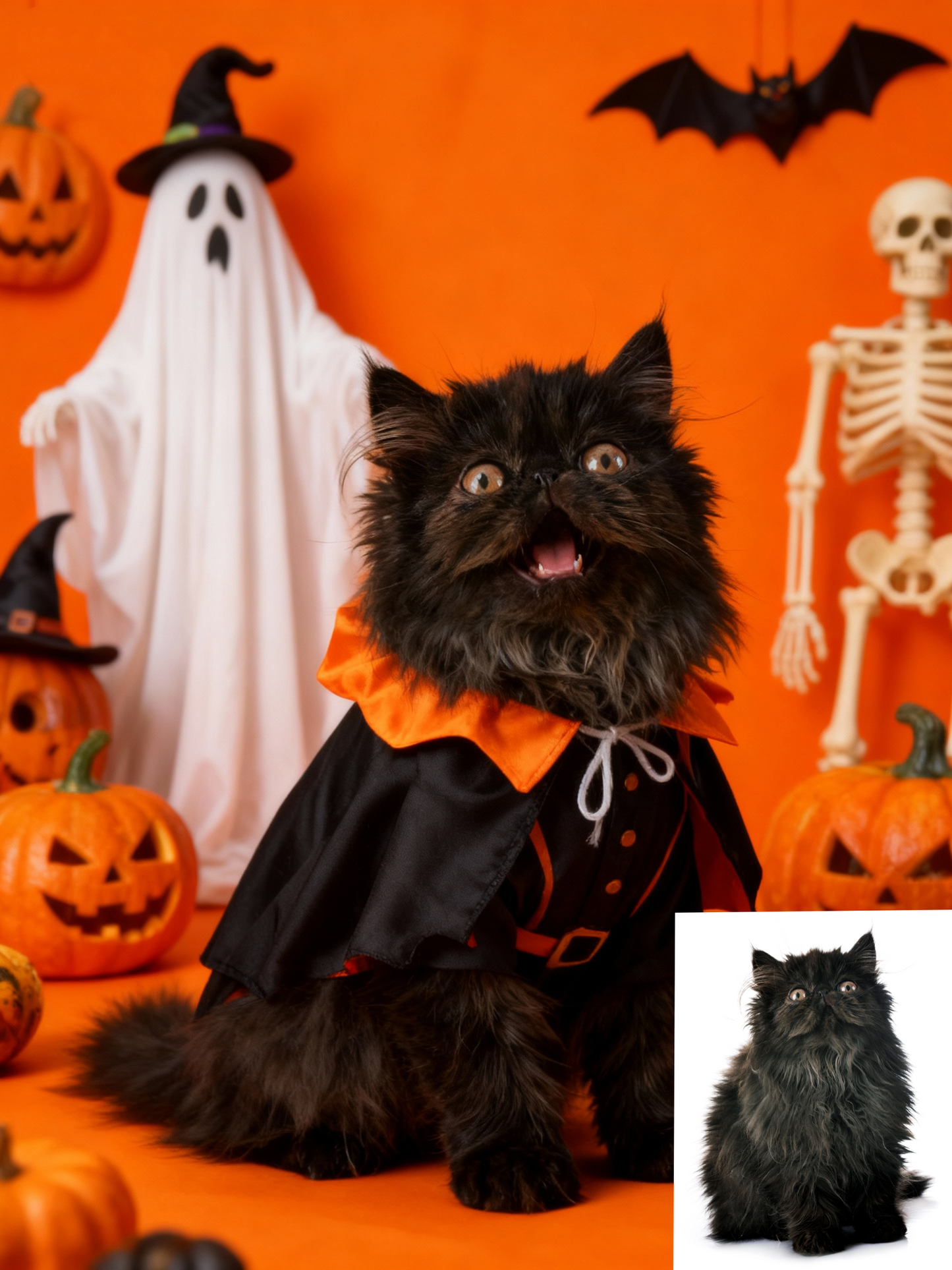 The Spooky Party Pet Portrait, Custom Vibrant Halloween Art