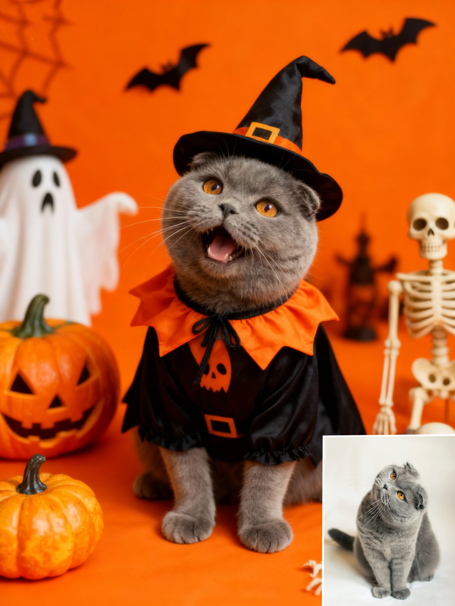 The Spooky Party Pet Portrait, Custom Vibrant Halloween Art