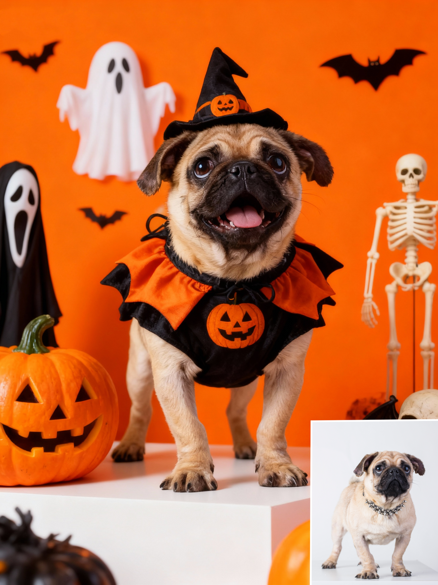 The Spooky Party Pet Portrait, Custom Vibrant Halloween Art