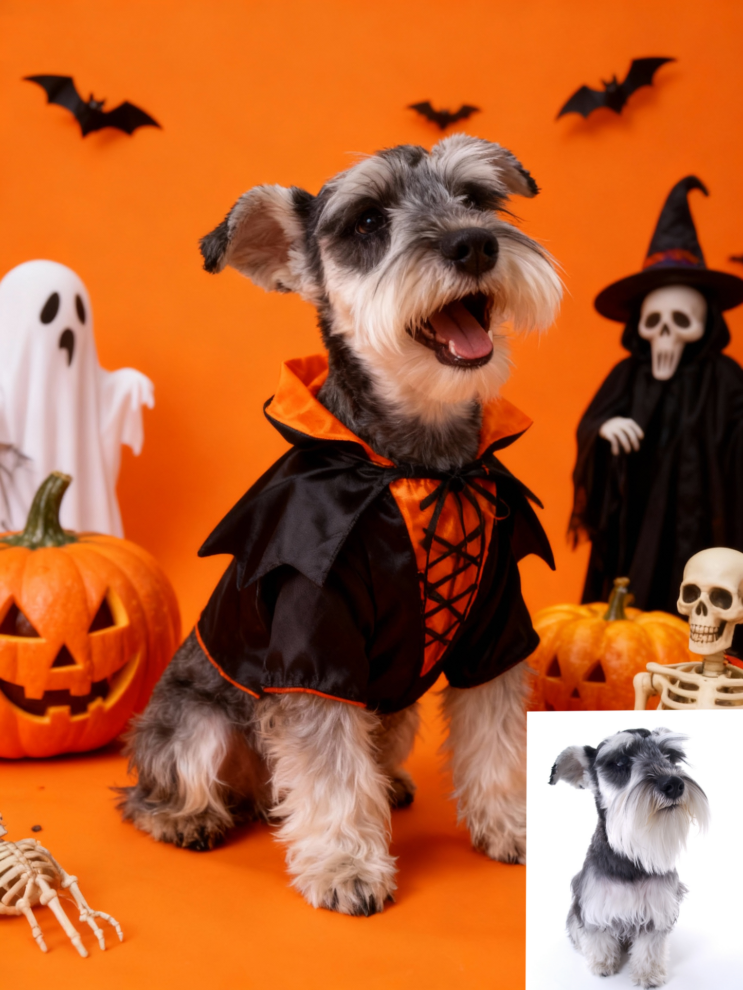 The Spooky Party Pet Portrait, Custom Vibrant Halloween Art