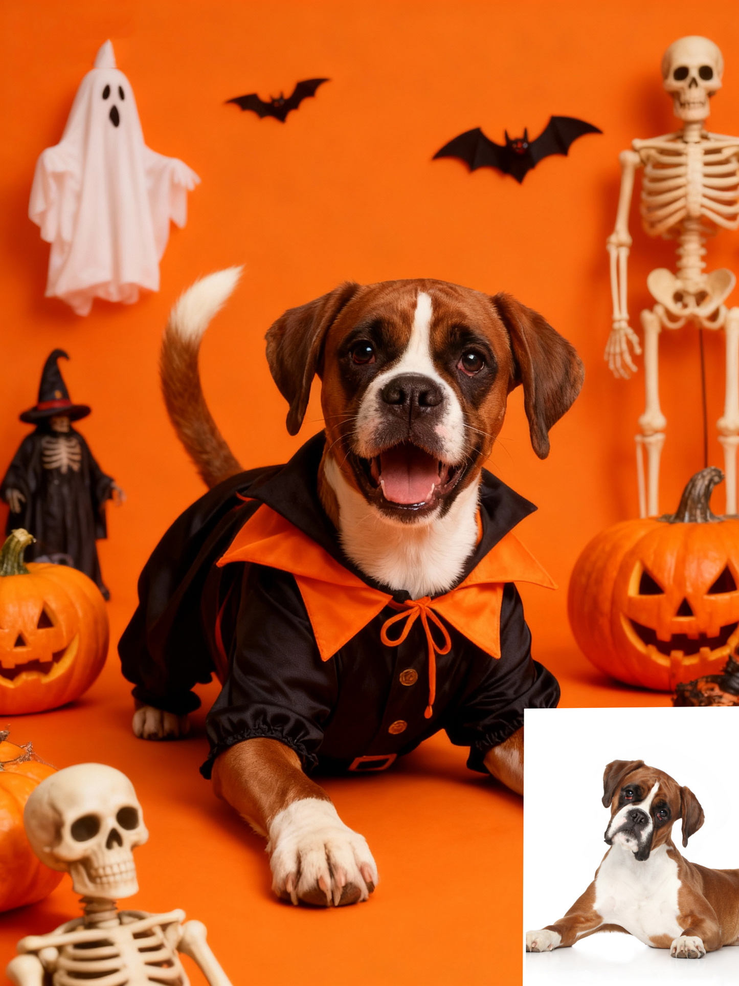 The Spooky Party Pet Portrait, Custom Vibrant Halloween Art