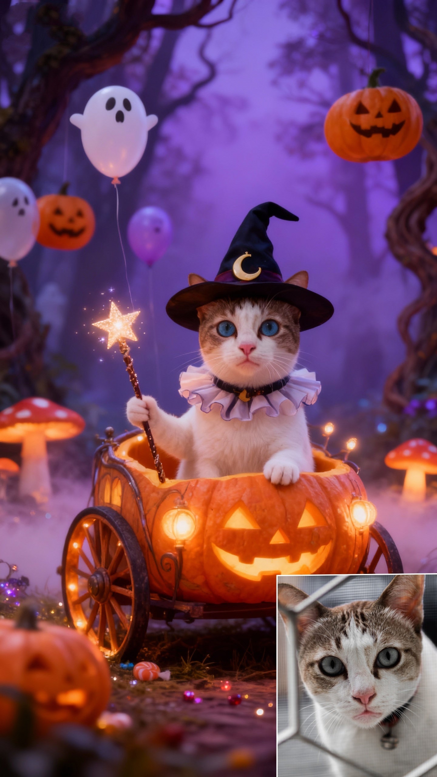 The Little Sorcerer Pet Portrait, Custom Magical Halloween Art