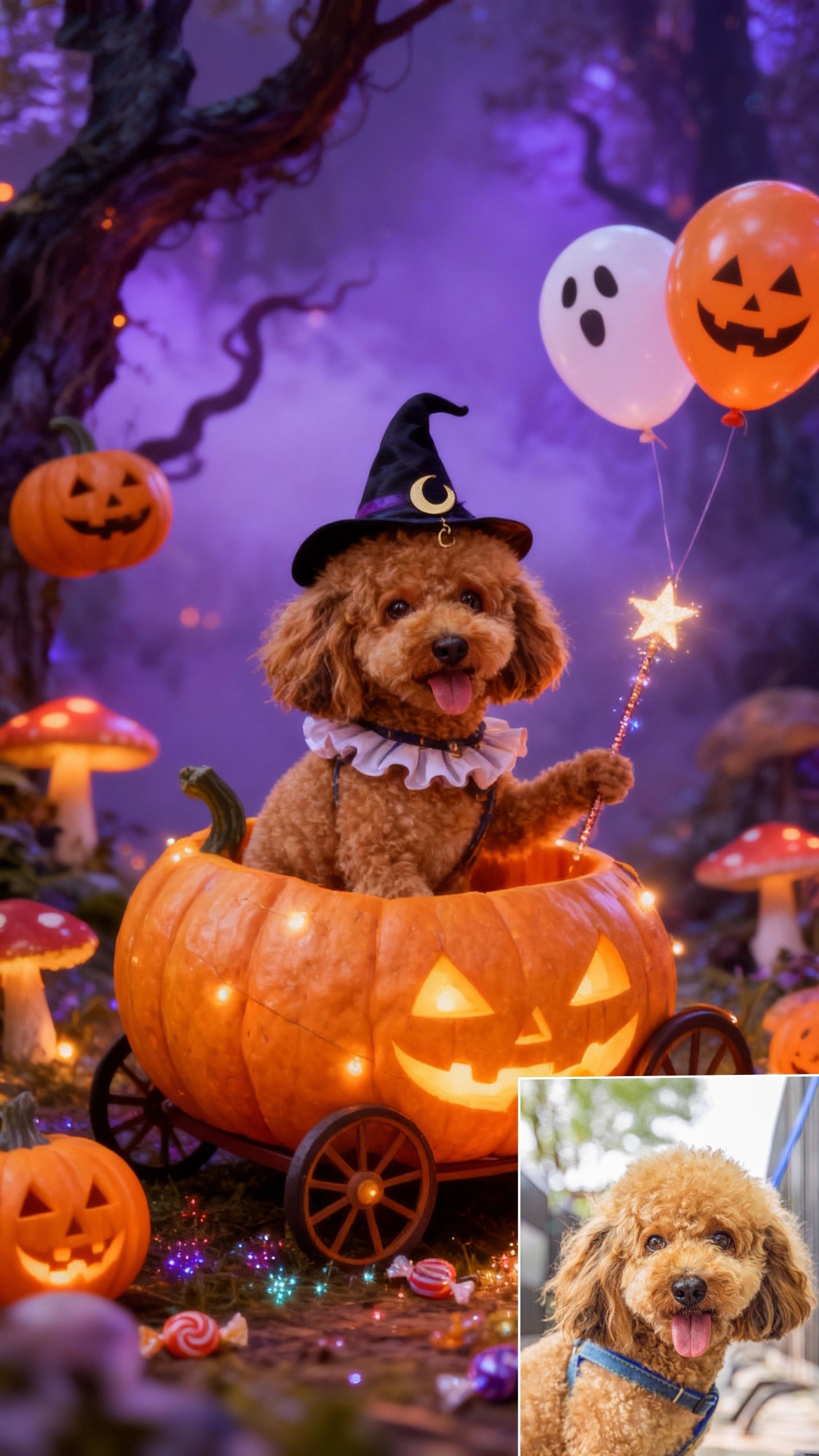 The Little Sorcerer Pet Portrait, Custom Magical Halloween Art