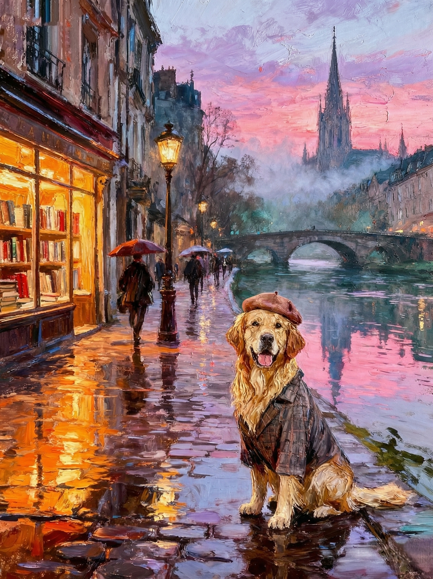 The Parisian Dreamer on a Rainy Street