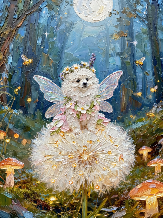 The Dandelion Fairy in Moonlight