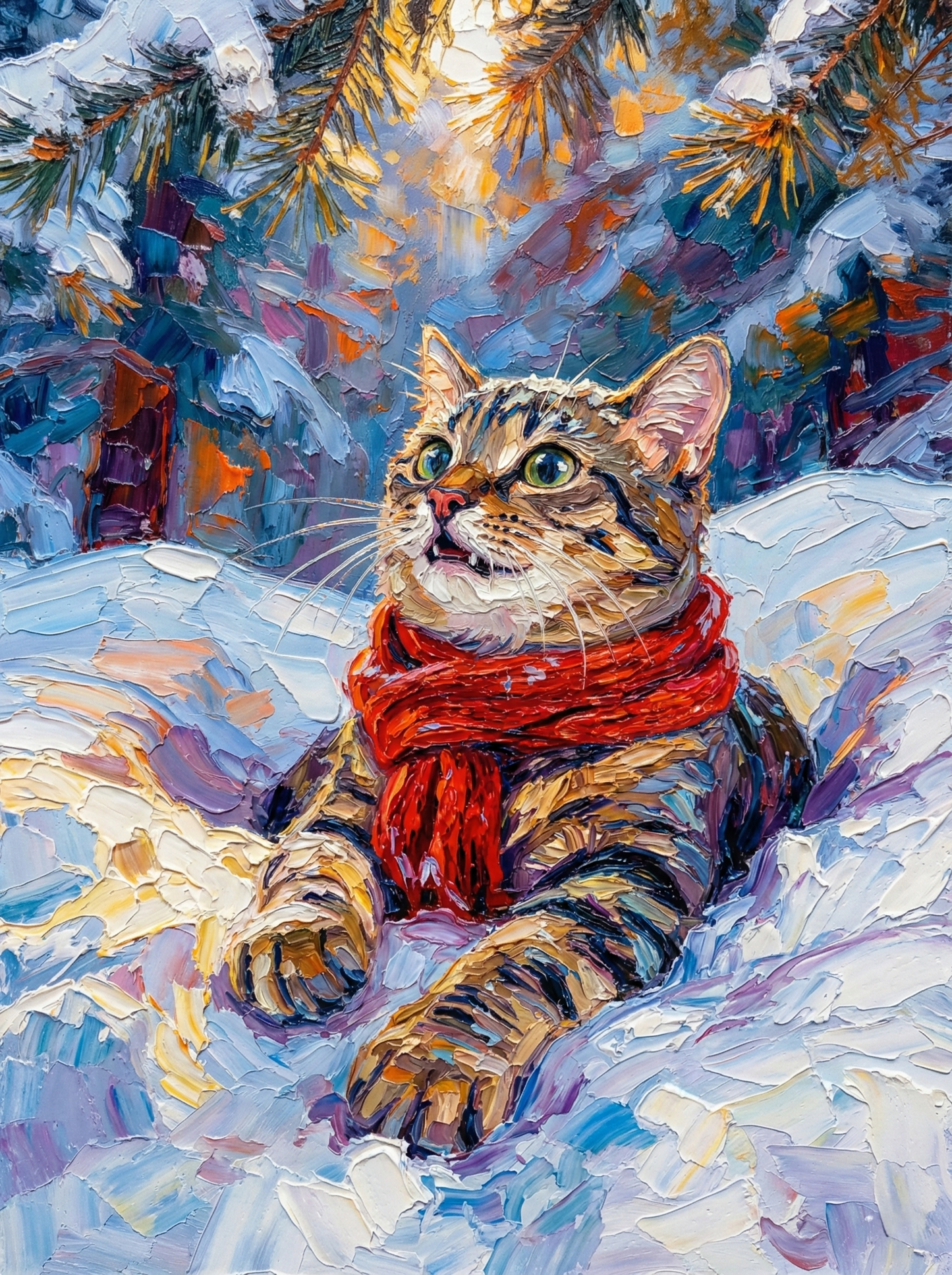 The Red Scarf in Winter Woods