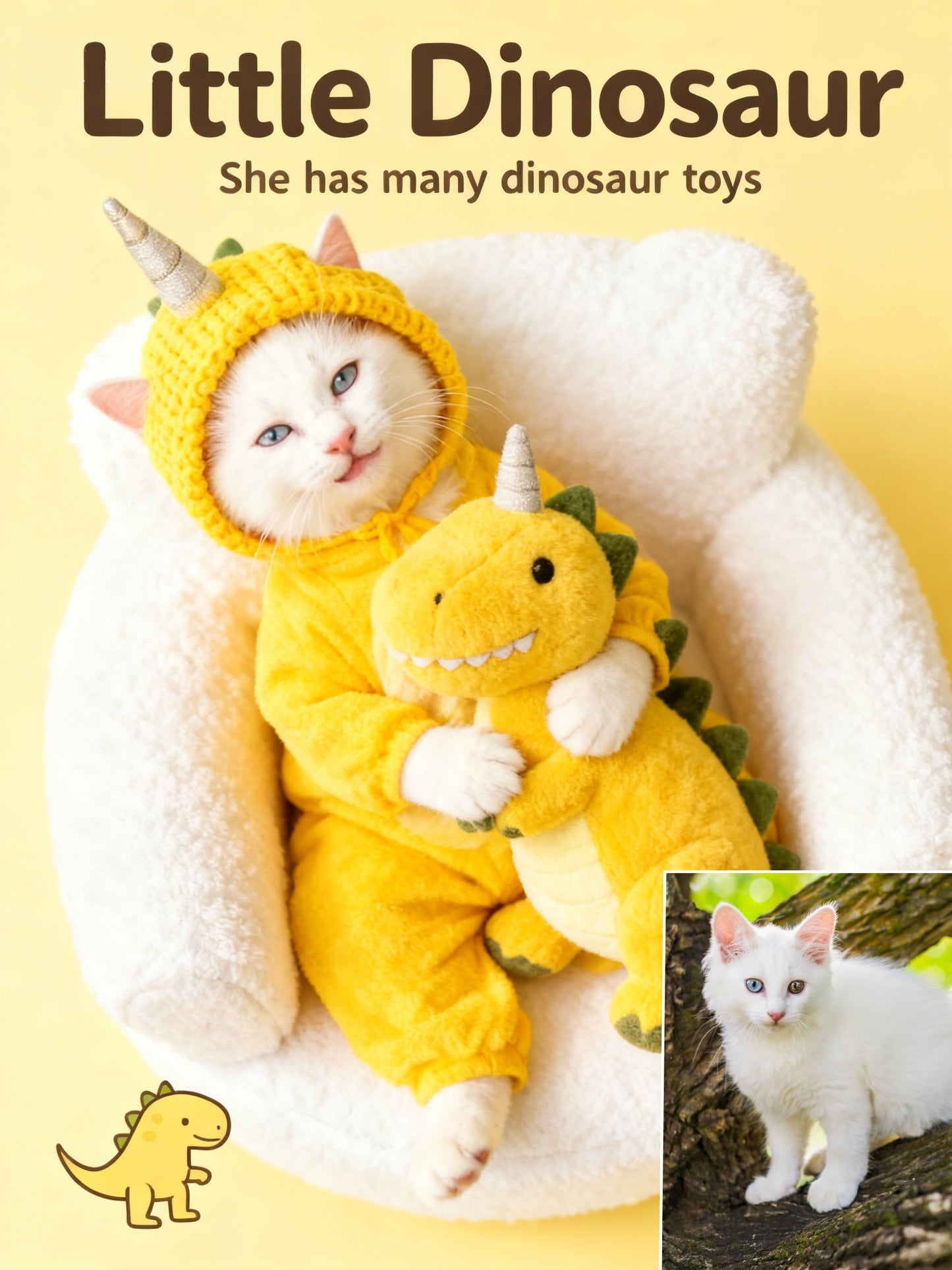 The Dino Darling Custom Pet Portrait, Cute Little Dinosaur Costume Art for Kids & Pet Lovers